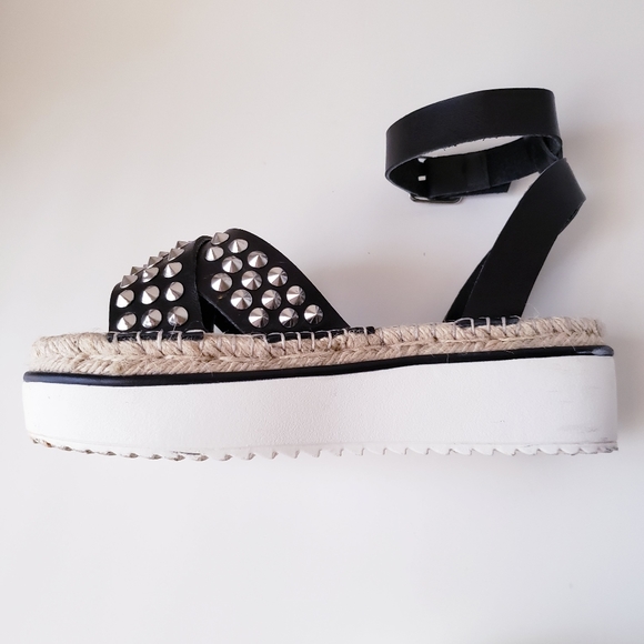 ASOS Black Ankle Strap Studded Platform Sandals - Picture 5 of 13